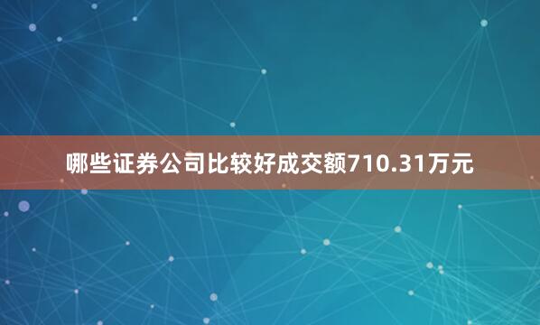 哪些证券公司比较好成交额710.31万元